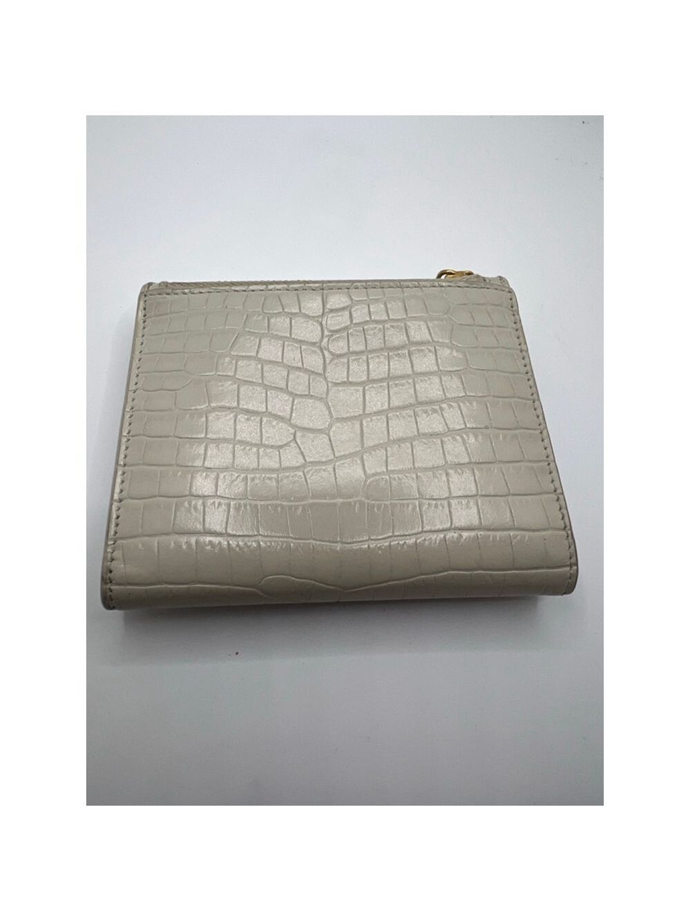 Excellent Condition Saint Laurent Wallet Beige Croc-Embossed Leather - Picture 2 of 9